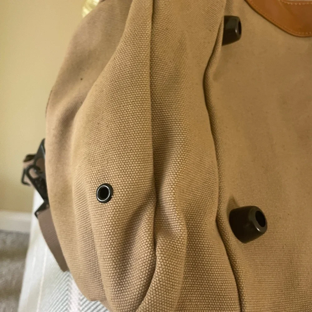 Tan and Brown Men's Duffel Bag